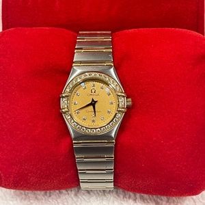 Omega Constellation Constellation Diamond Bazel Gold Face Watch